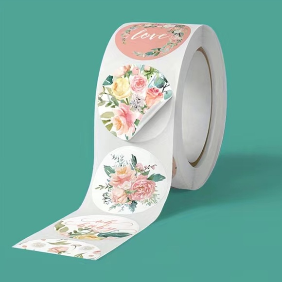 (57) Business or Personal Thank You Stickers - Pink Florals, 500 in a Roll - Picture 3 of 5